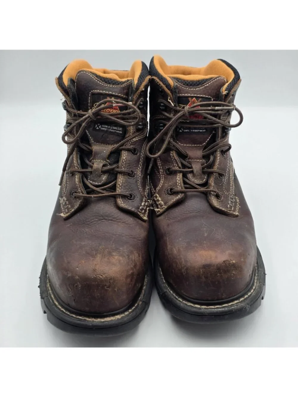 Thorogood VGS 300 GS Work Boots Mens 12 Brown Leather Safety Toe Slip Resistant